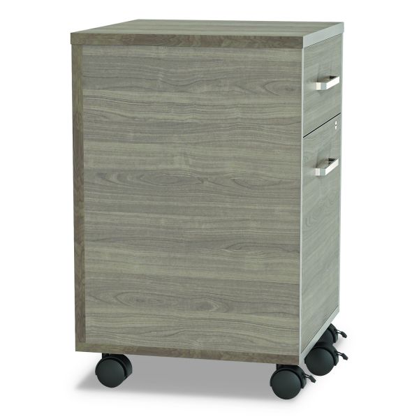 Linea Italia Urban Mobile File Pedestal， Left or Right， 2-Drawers: Box/File， Legal/A4， Natural Walnut， 16