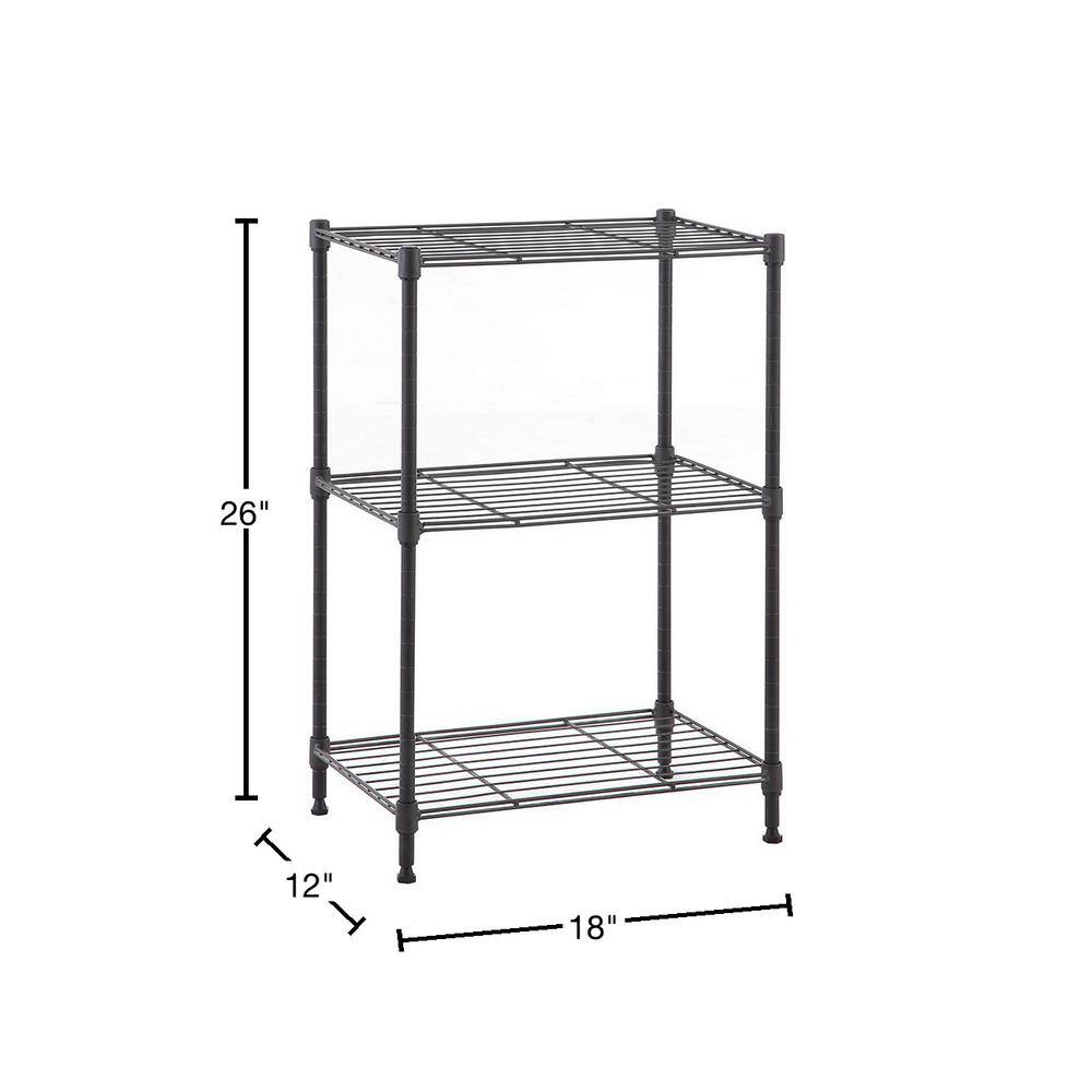 mzg Grey 3-Tier Steel Powder Coating Garage Storage Wire Shelving Unit (18 in. W x 26 in. H x 12 in. D) E304567OG301LB