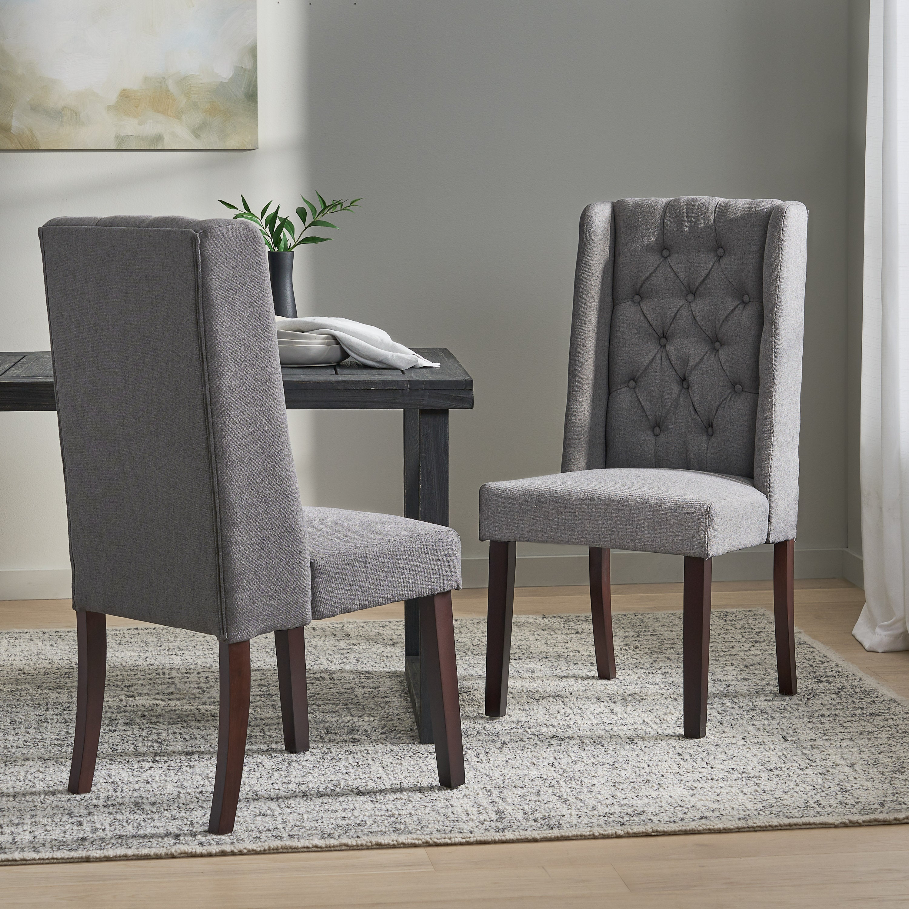 Billings Tufted Fabric High Back Dining Chairs (Set of 2)