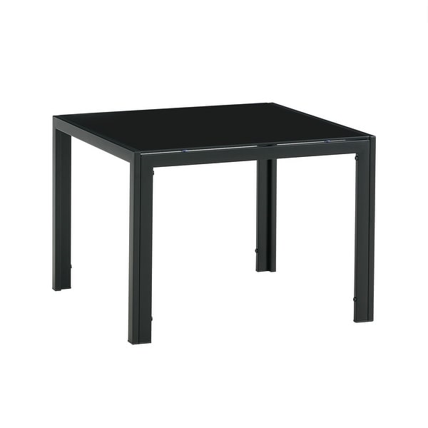 Set of 2 Square Center Table Modern 23.23-inch Coffee Table with Tempered Glass Tabletop End Table with Metal Frame