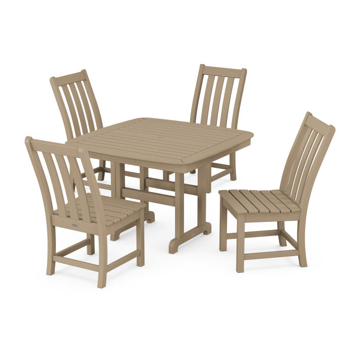 Polywood Vineyard Side Chair 5-Piece Dining Set with Trestle Legs in Vintage Finish PWS936-1-V