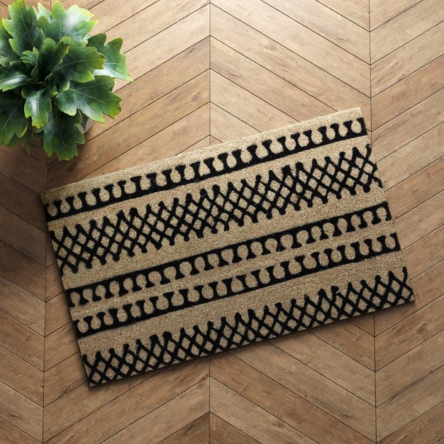 Stripe Tufted Doormat Black