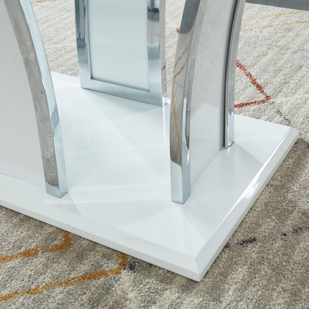 Contemporary Coffee Table  Chrome Base With Glossy White Accents and Glass Top   Contemporary   Coffee Tables   by Declusia  Houzz