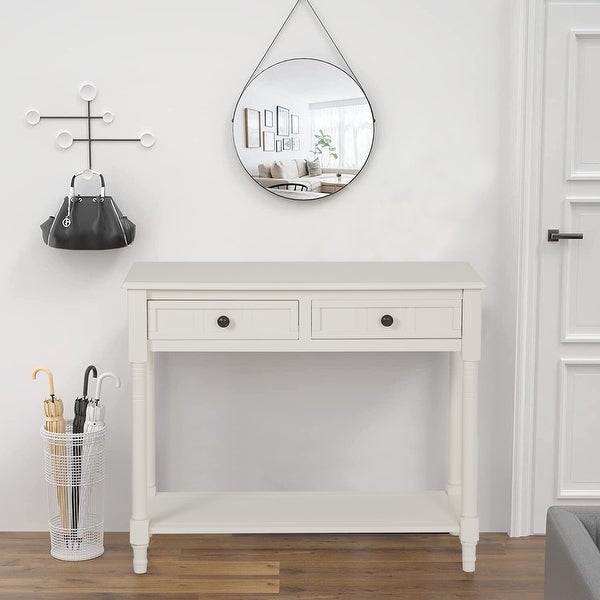 Modern 2-drawer Console Table with Shelf-35.4