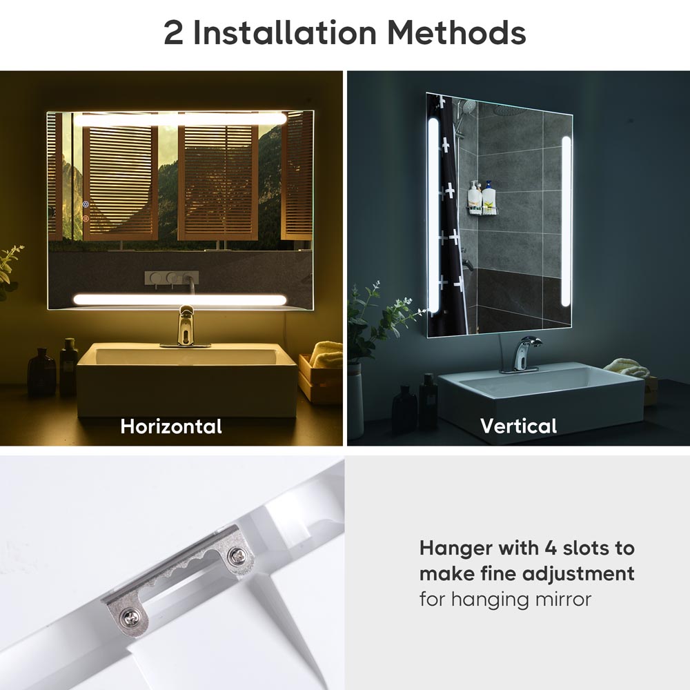 Yescom Bathroom Mirror with Light Frameless Anti-Fog Touch 32x24