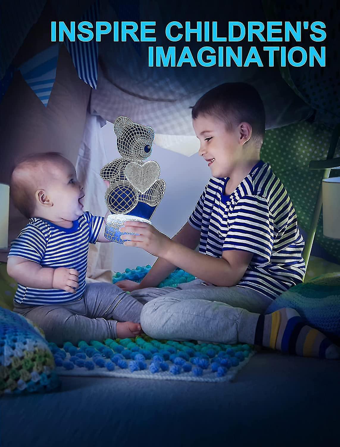 Baicccf Teddy Bear Night Light For Kids， 3d Night Lamp， 16 Colors Changing With Remote Control， Room