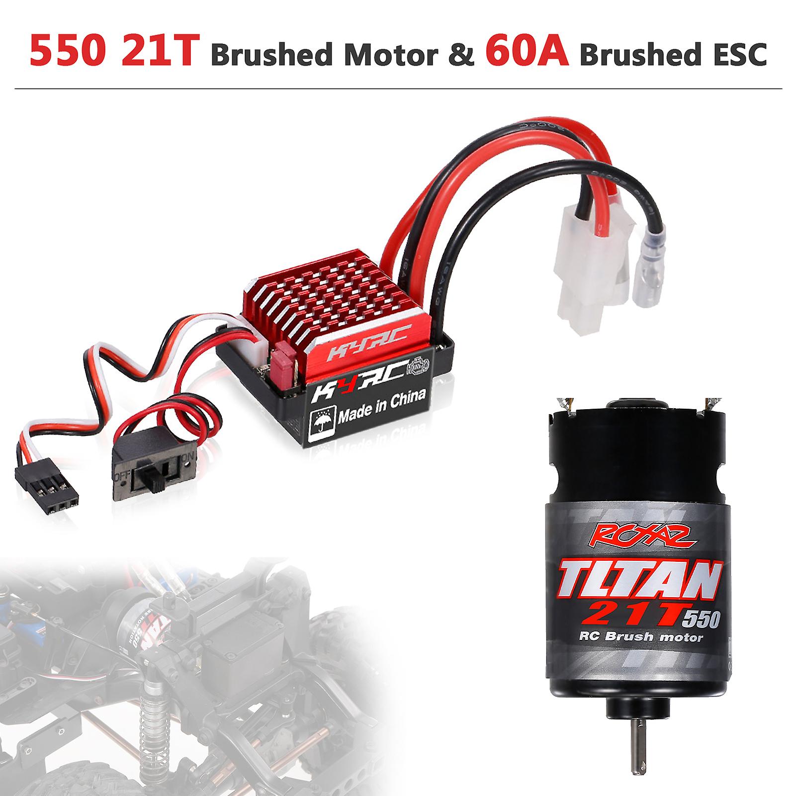 550 21t Brushed Motor With 60a/360a Esc Brushed Electric Speed Controller 6v/2a For Rc Racing Car Off-road Car Compatible With Trx-4 Trx-6 Axial