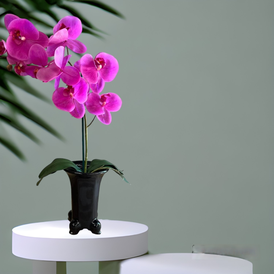 Stunning Artificial Orchids in Legged Pot