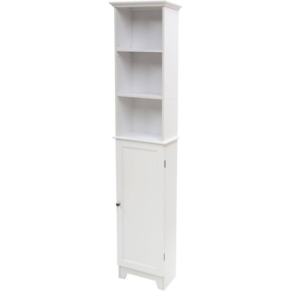 Redmon Contemporary Country 13.5 in.W x 8 in.D x 65 in.H Free Standing Floor Shelf With Shaker Panels  Lower Cabinet in White 5232WH