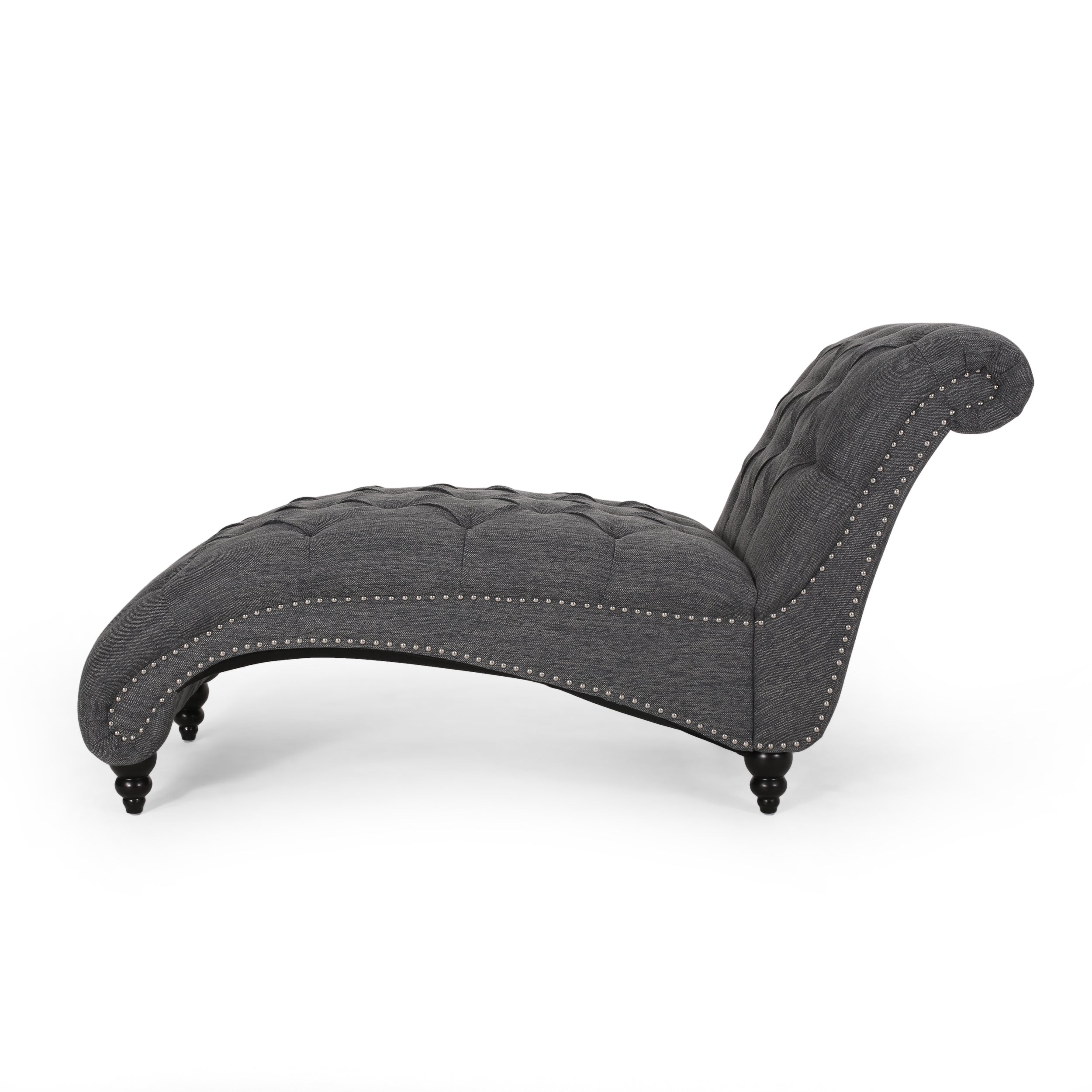 Meigs Varnell Contemporary Fabric Button Tufted Chaise Lounge