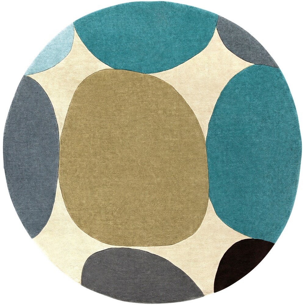 Hand tufted Geometric Contemporary Round Area Rug