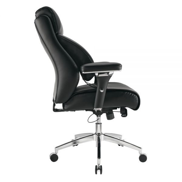 Modern Comfort Keera Bonded Leather Mid-Back Manager's Chair， Onyx/Chrome， BIFMA Certified