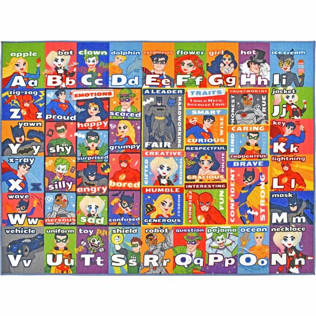 Kc Cubs Dc Super Hero Boy amp Girl Kids Abc Alphabet Traits amp Emotions Educational Learning amp Play Nursery Bedroom Classroom Rug Carpet