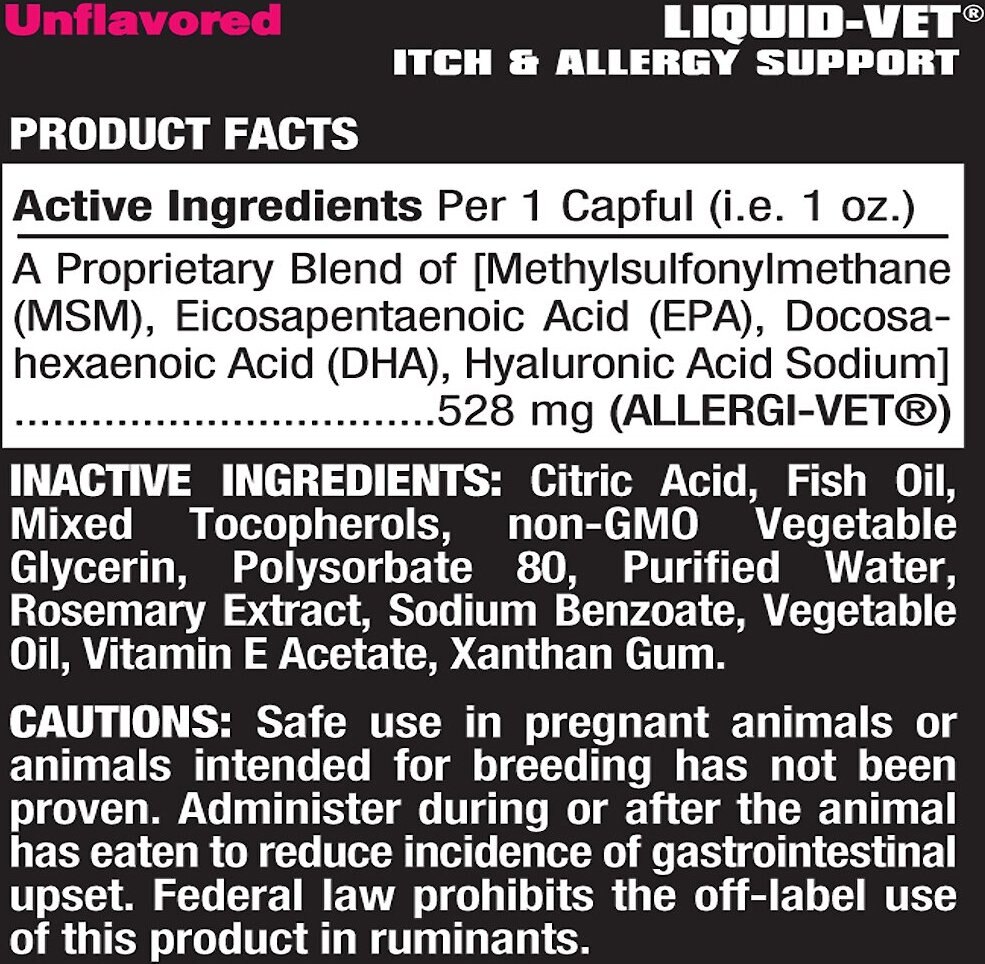 Liquid-Vet Itch and Allergy Support Allergy-Friendly Unflavored Dog Supplement