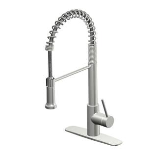 Glacier Bay Lemist Single-Handle Coil Springneck Pull-Down Sprayer Kitchen Faucet in Stainless Steel HDQFP4AF263SS