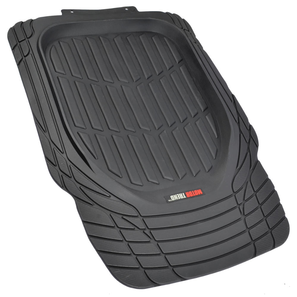 Motor Trend Front Car Floor Mats， 2-Piece FlexTough Rubber Protection， Black Beige Gray