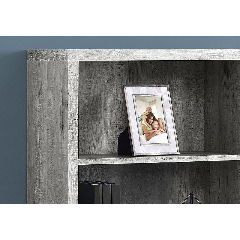 48 Gray and Beige Contemporary 3 Adjustable Shelves Rectangular Bookcase