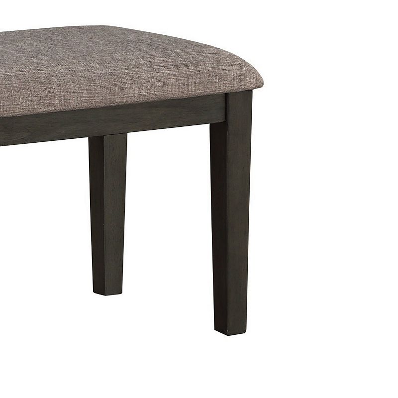 Rectangular Style Wooden Bench with Fabric Upholstered Seat， Gray and Beige