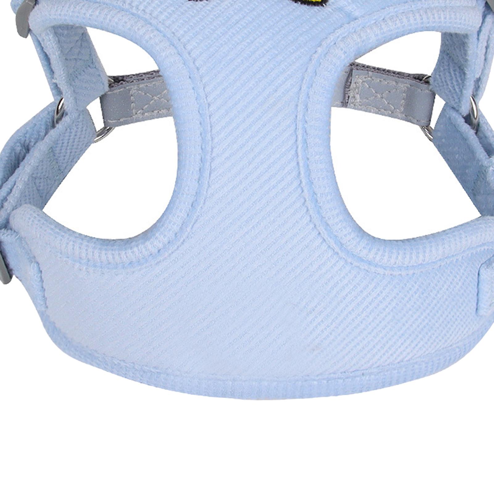 Small Dog Harness Reflective Dog Harness Reflective Pet Vest with Traction Rope for Walking Blue L