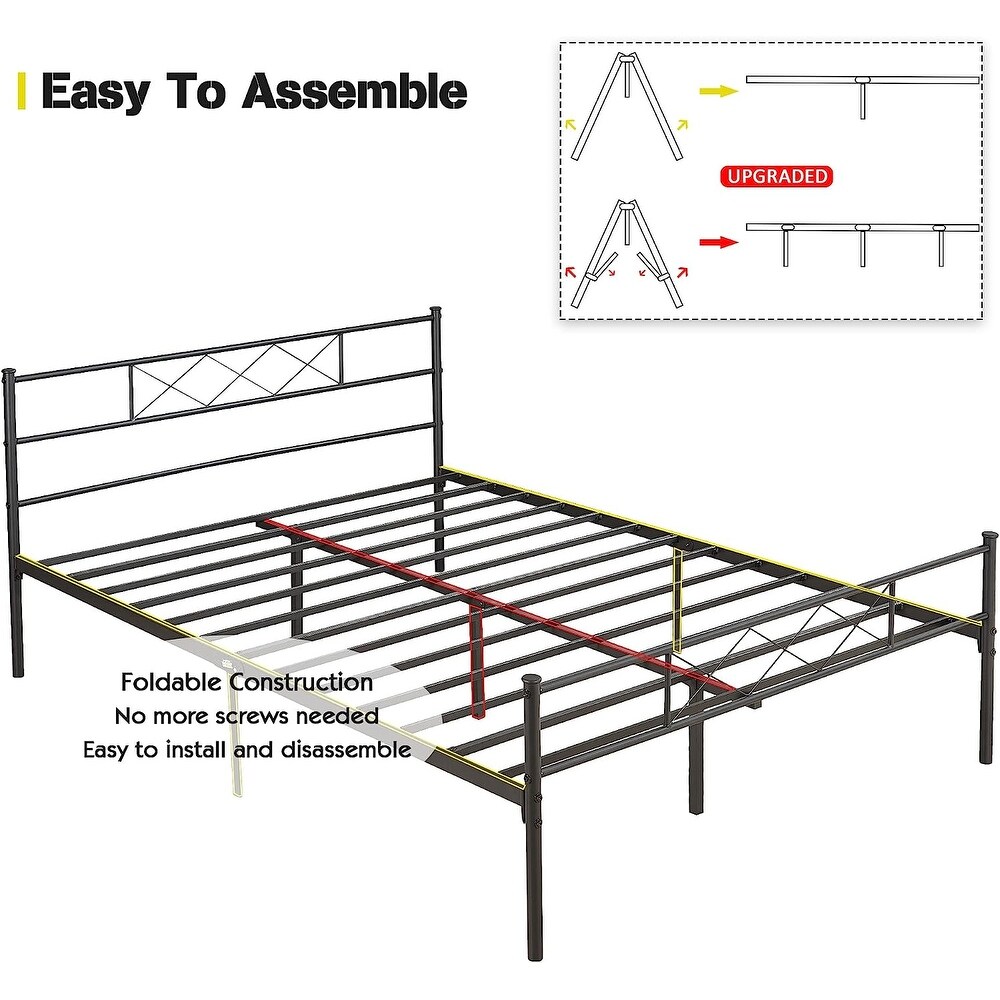 VECELO Contemporary Metal Platform Bed Frame  Student apartment Beds