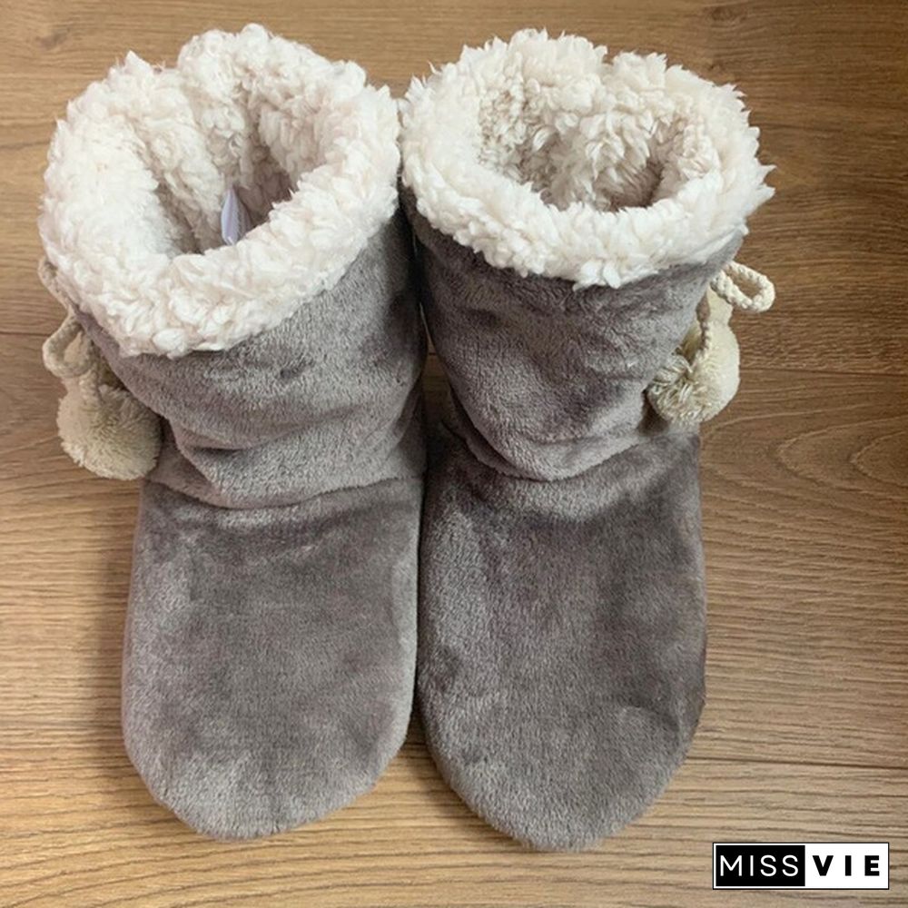 Women Indoor Slippers Warm Plush Lovers Home Slipper Soft Winter Warm House Slippers Velvet Ball Women Bedroom Slippers