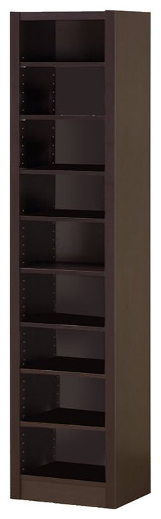 Benjara 13 quotModern MDF and Wood Bookcase with 9 Shelves in Dark Brown   Transitional   Bookcases   by BisonOffice  Houzz