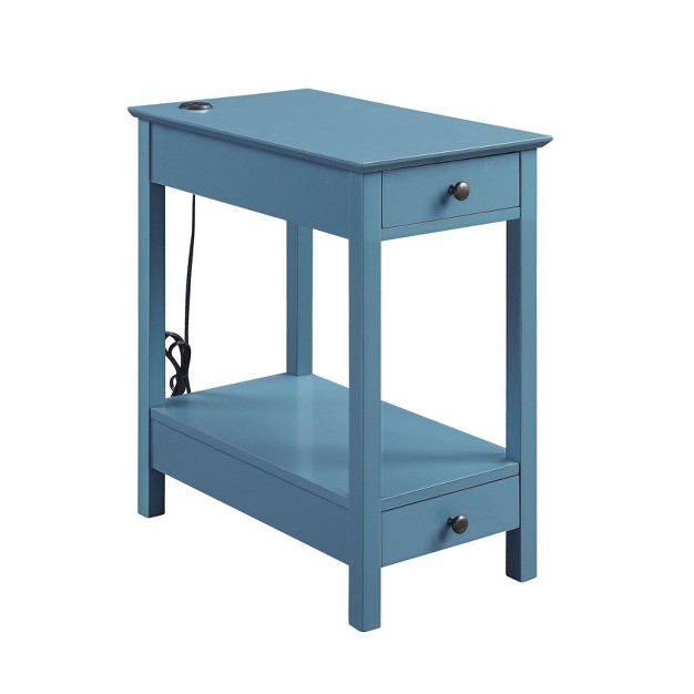 Byzad Side Table With Usb Charging Dock Teal Acme Furniture