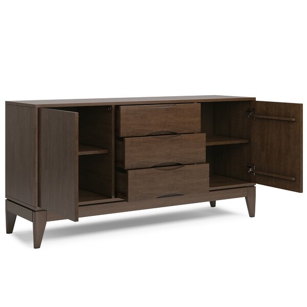 WYNDENHALL Pearson SOLID HARDWOOD 60 inch Wide Mid Century Design Sideboard Buffet in Walnut Brown - 17