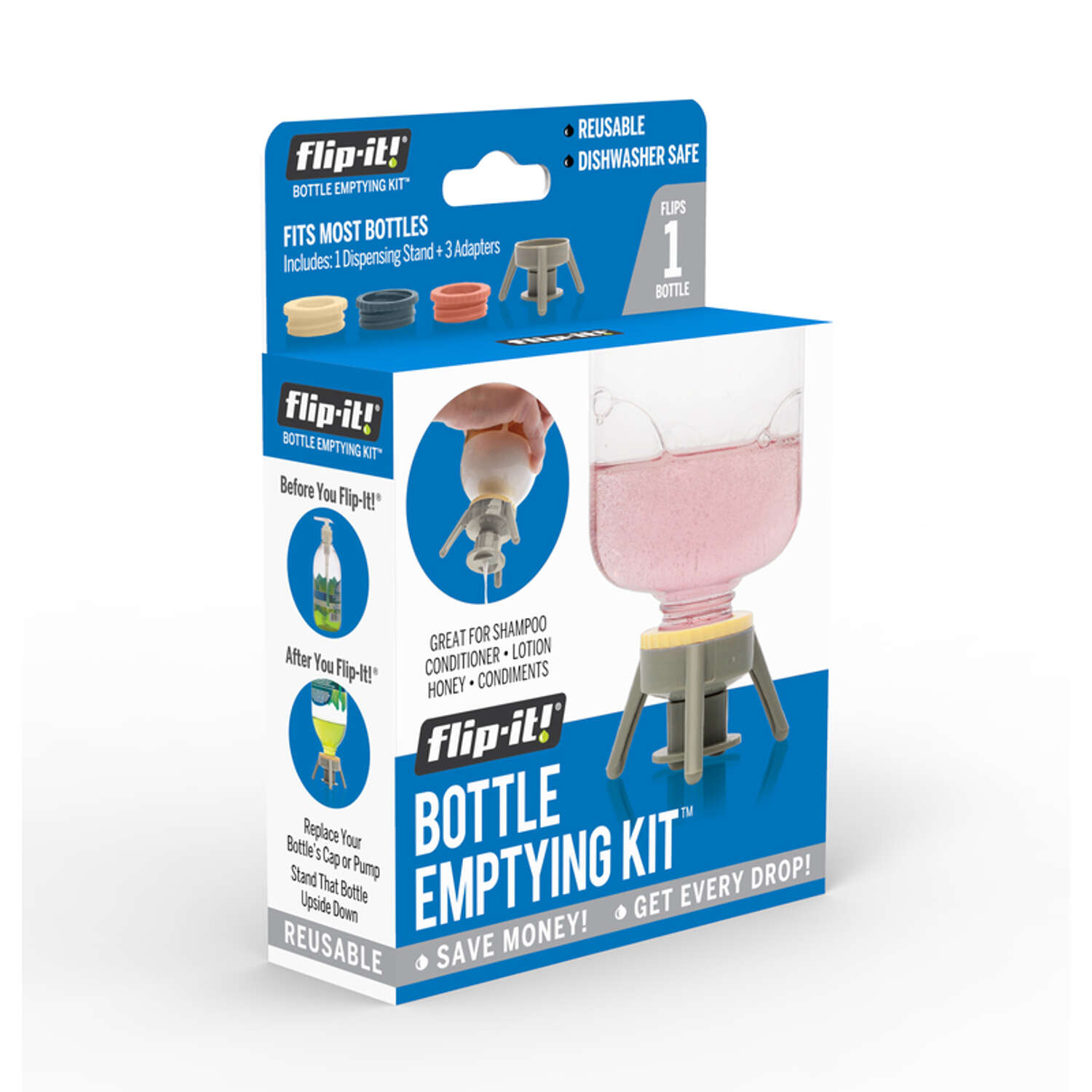 Flip-it! Gray Polypropylene Bottle Emptying Kit