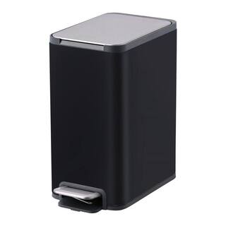 Dracelo 5 Liter Rectangular Step Trash Can with Plastic Inner Buckets in Black B09Z1KCZ87