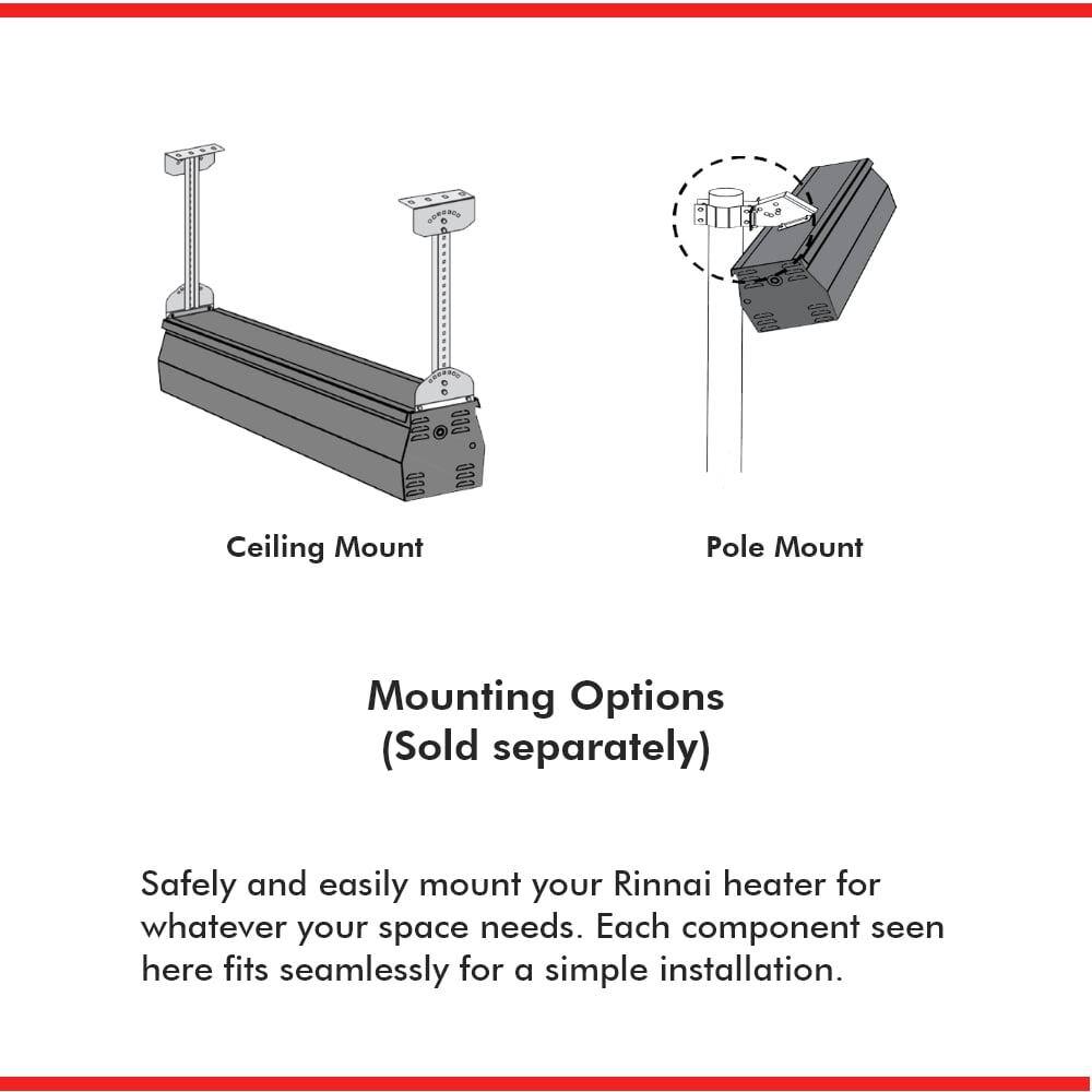 Rinnai 2150 SE 50000 BTU Infrared Liquid Propane Overhead Patio Space Heater in Stainless Steel RSE1S50SP