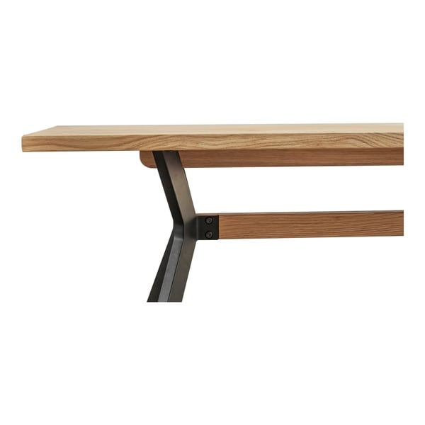 Aurelle Home Natural Modern Oak and Steel Bench - 63