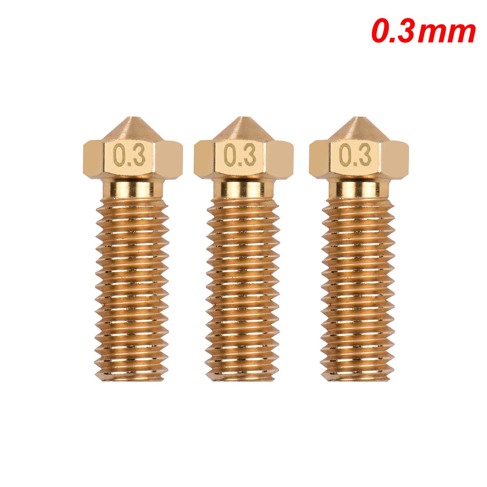 3pcs 3d Printer Extruder Brass Volcano Nozzle M6 Thread Printer Head 0.3mm Output For Sidewinder X1 Tevo Little Monster 1.75mm Filament Gold 1.0mm