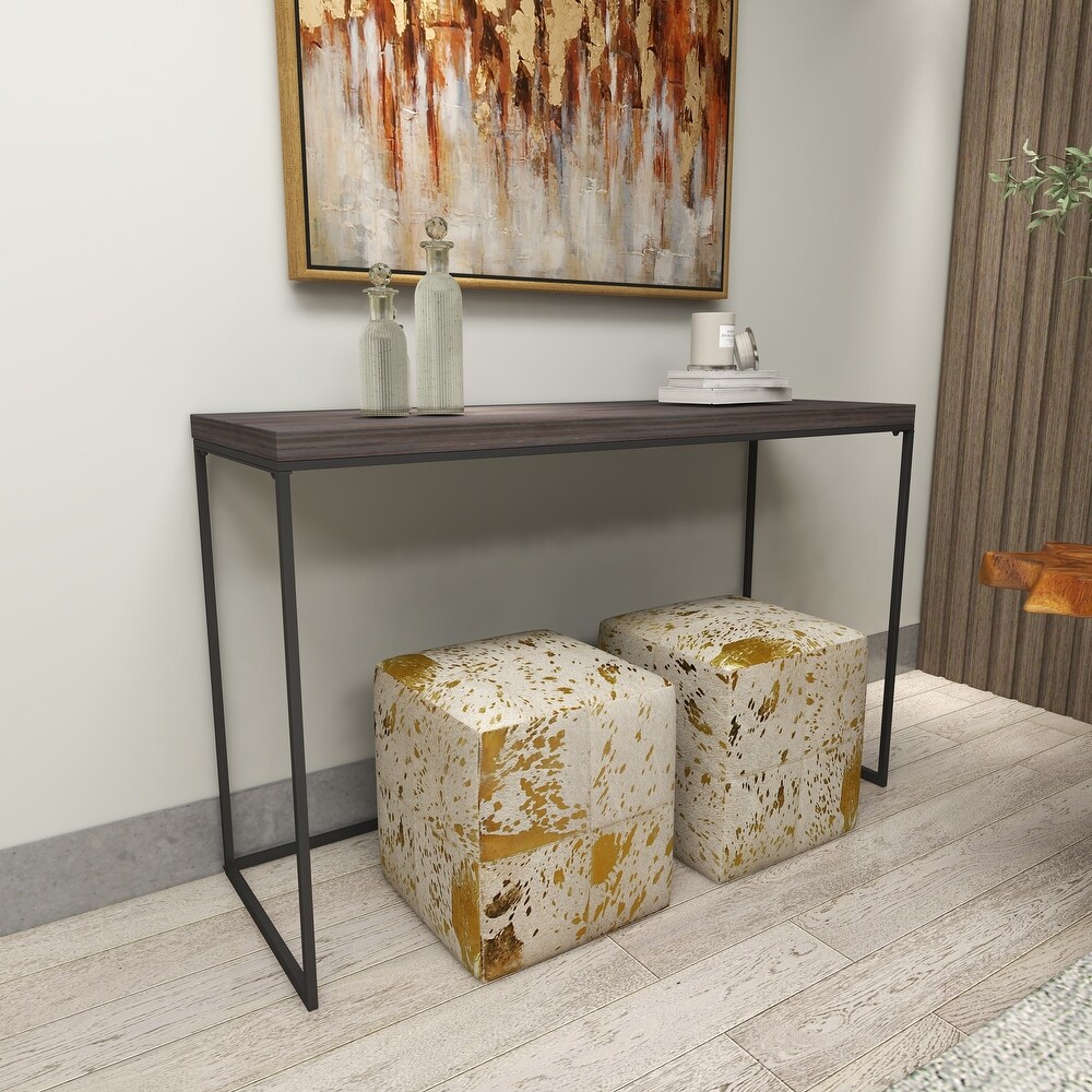 Black Wood Contemporary Console Table with Black Metal Legs