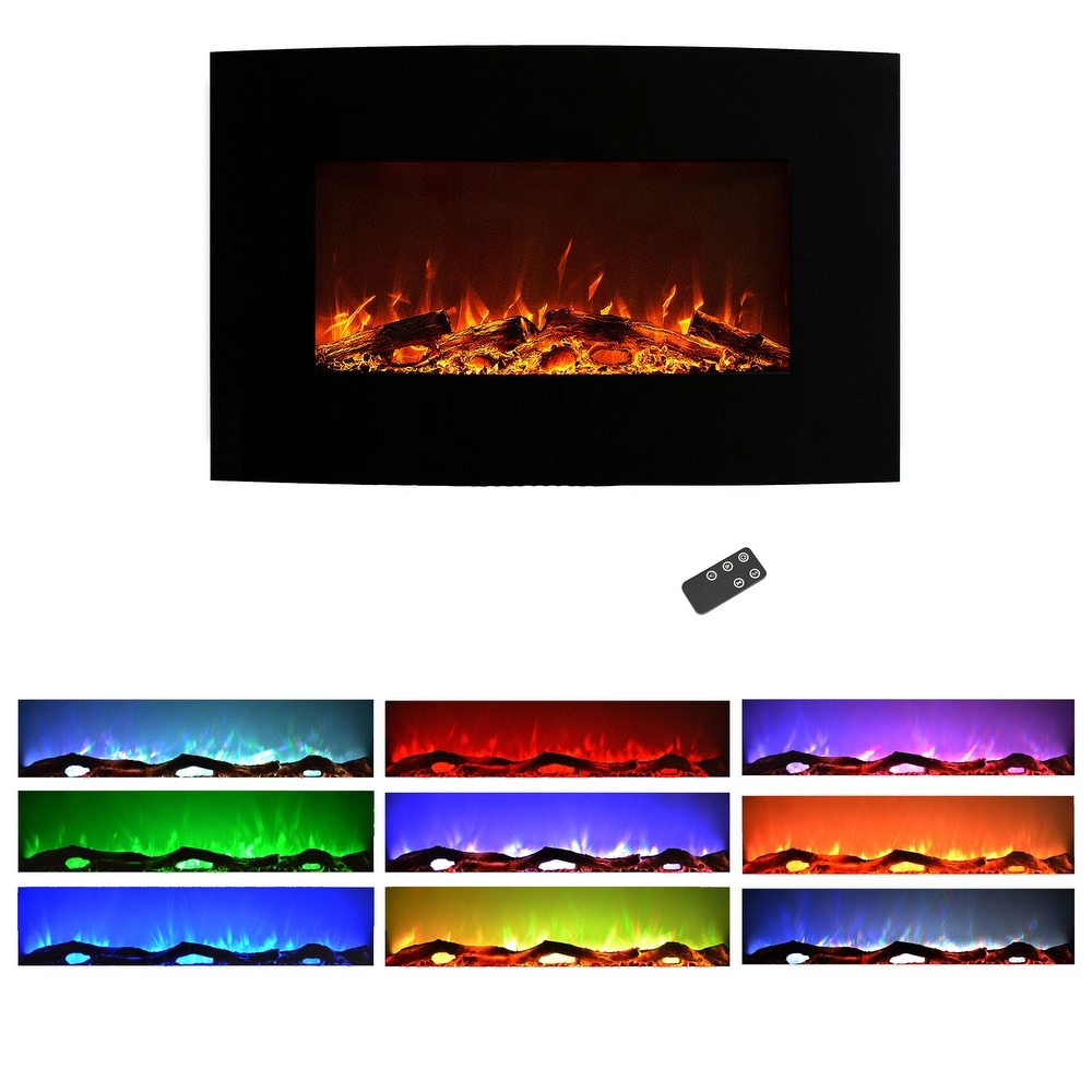 Hastings Home 36 Inch Curved Electric Fireplace   36 inch