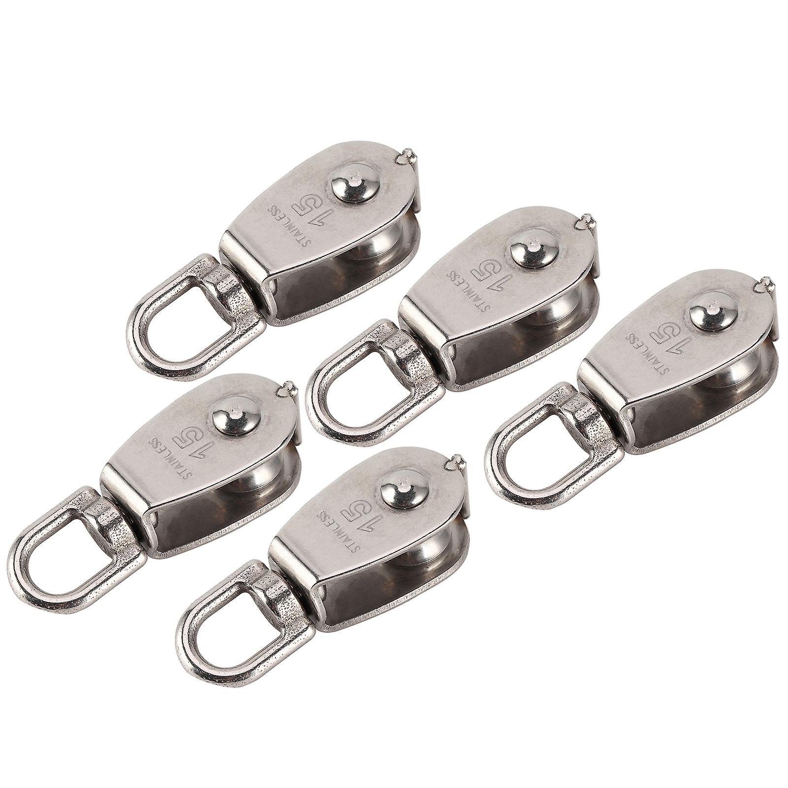 5pcs Single Pulley Roller Stainless Steel 1500kg Bearing With Thickness 15mm/0.6in Sturdy Hardware