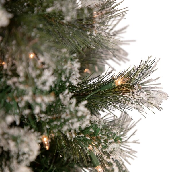 6.5' Prelit Snow Valley Pine Artificial Christmas Tree Clear Lights