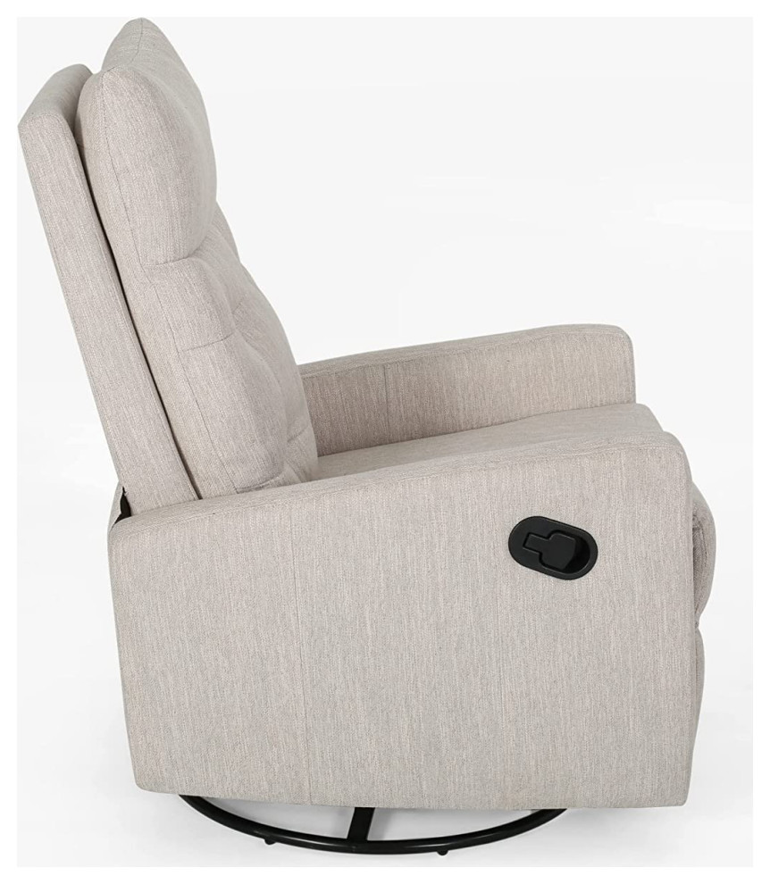 Contemporary Recliner Chair  Glider and Swivel Functions With Padded Seat  Beige   Transitional   Recliner Chairs   by Declusia  Houzz