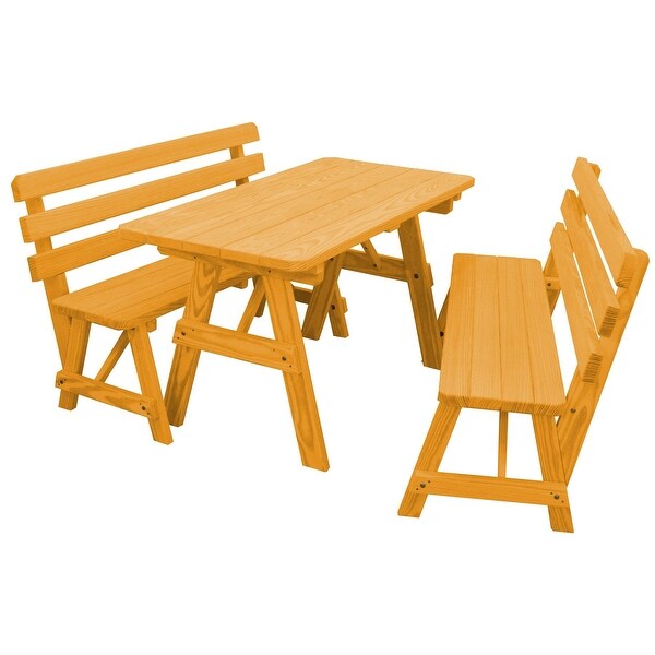 Pine 5' Picnic Table with 2 Backed Benches