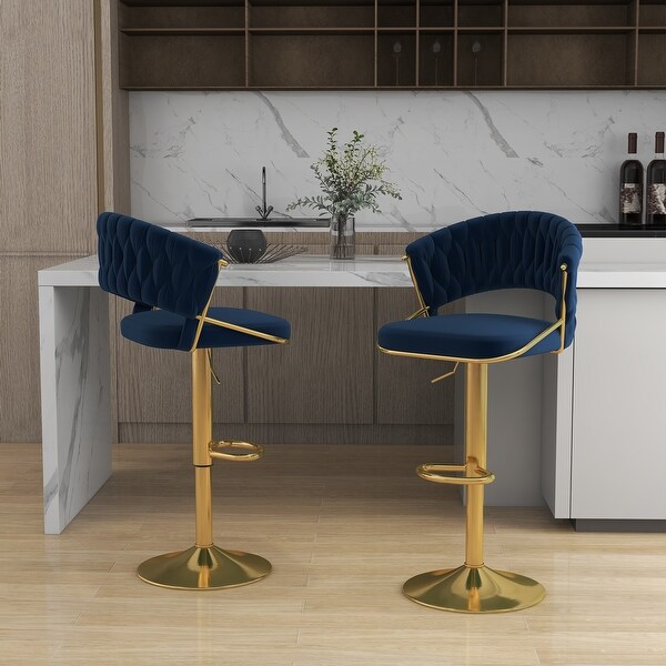 2 Set Modern Bar Stools with Velvet Seat