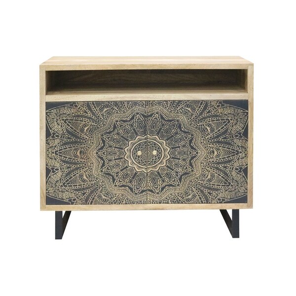 DH BASIC Wood Accent Cabinet with Screen Printed Pattern by Denhour