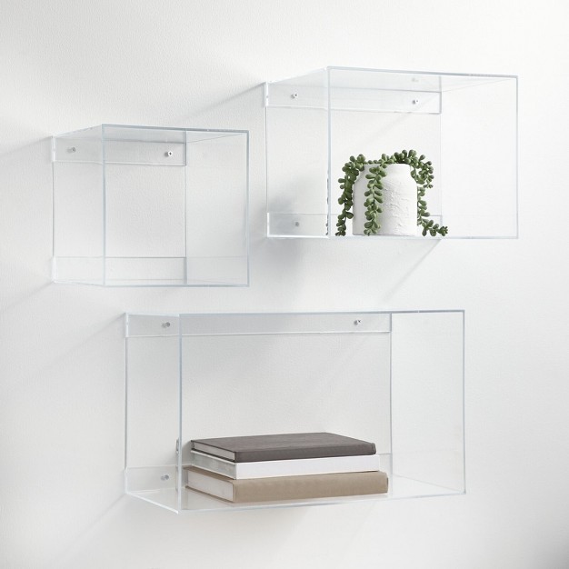 Mdesign Acrylic Floating Wall Mount Geometric Display Shelves Set Of 3