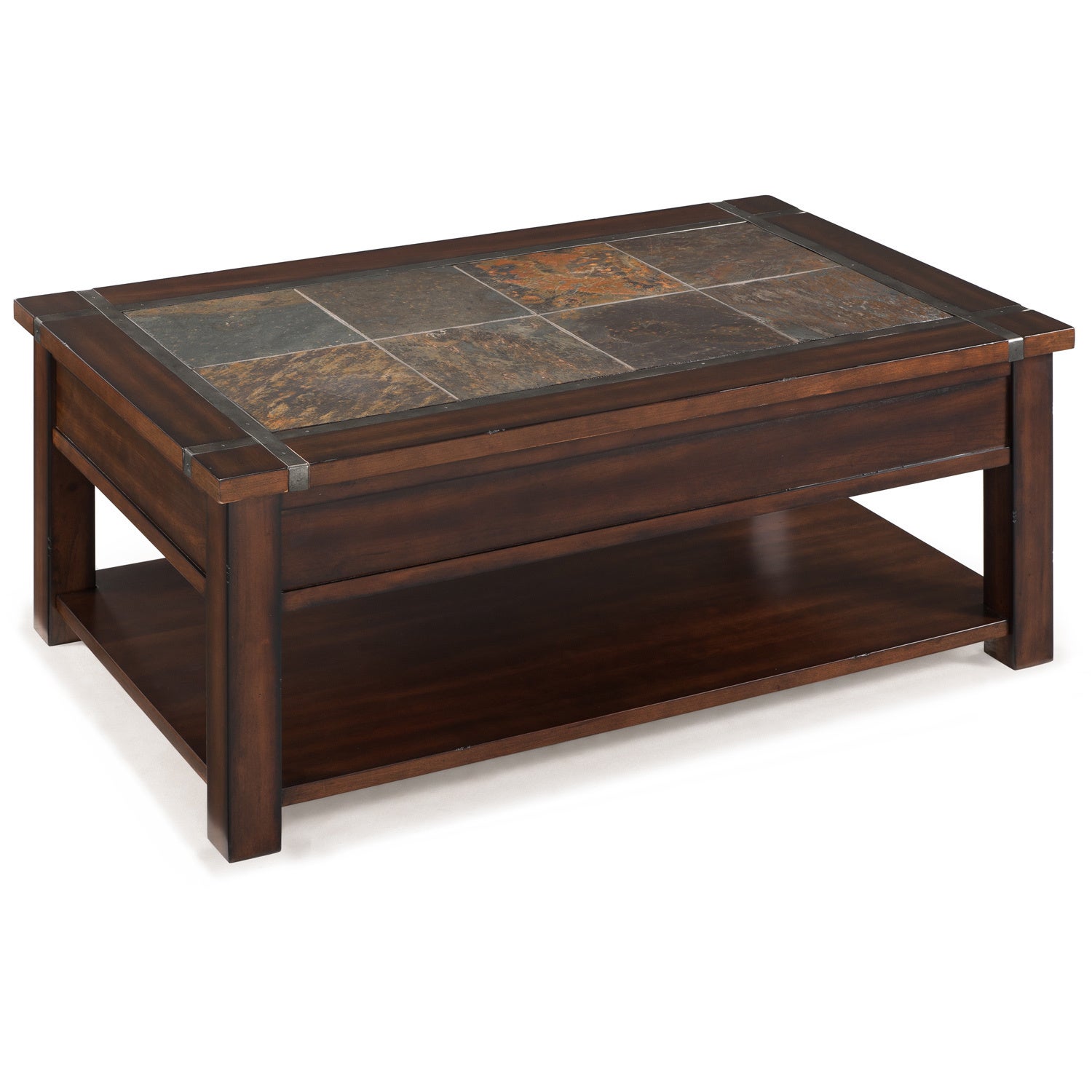 Roanoke Trasitional Rustic Cherry Lift Top Coffee Table with Casters