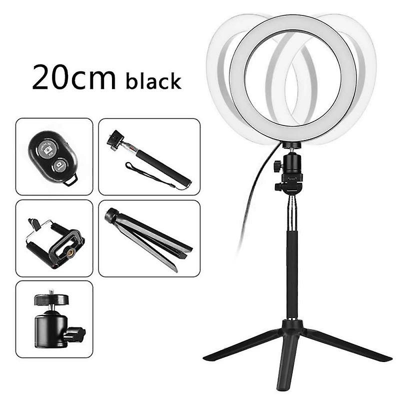 Five In One 20cm Led Live Dimmable Ring Light Set Retractable Photography Selfie Tripod Universal