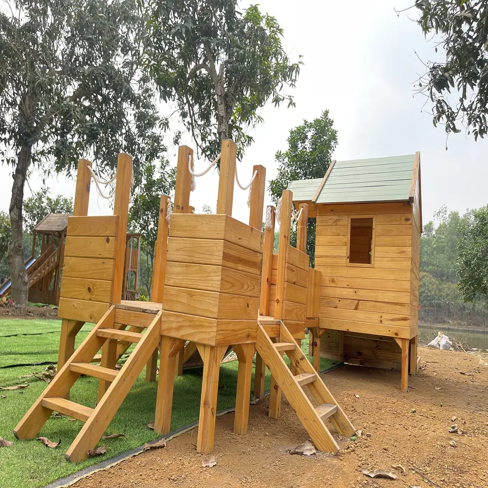 Beautiful Garden Playhouse Wooden Villa Playhouse Indoor Playground Outdoor Play Area For Children