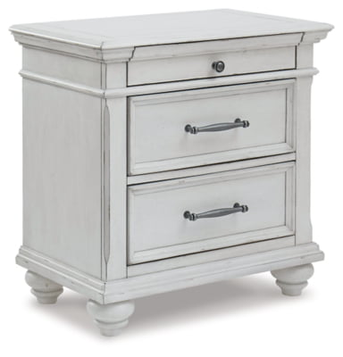 Ashley Three Drawer Nightstand in Distressed Whitewash Finish