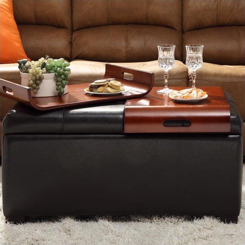 Convenience Concepts Designs4Comfort Coffee Table Ottoman in Black Faux Leather   Transitional   Footstools And Ottomans   by Convenience Concepts  Houzz