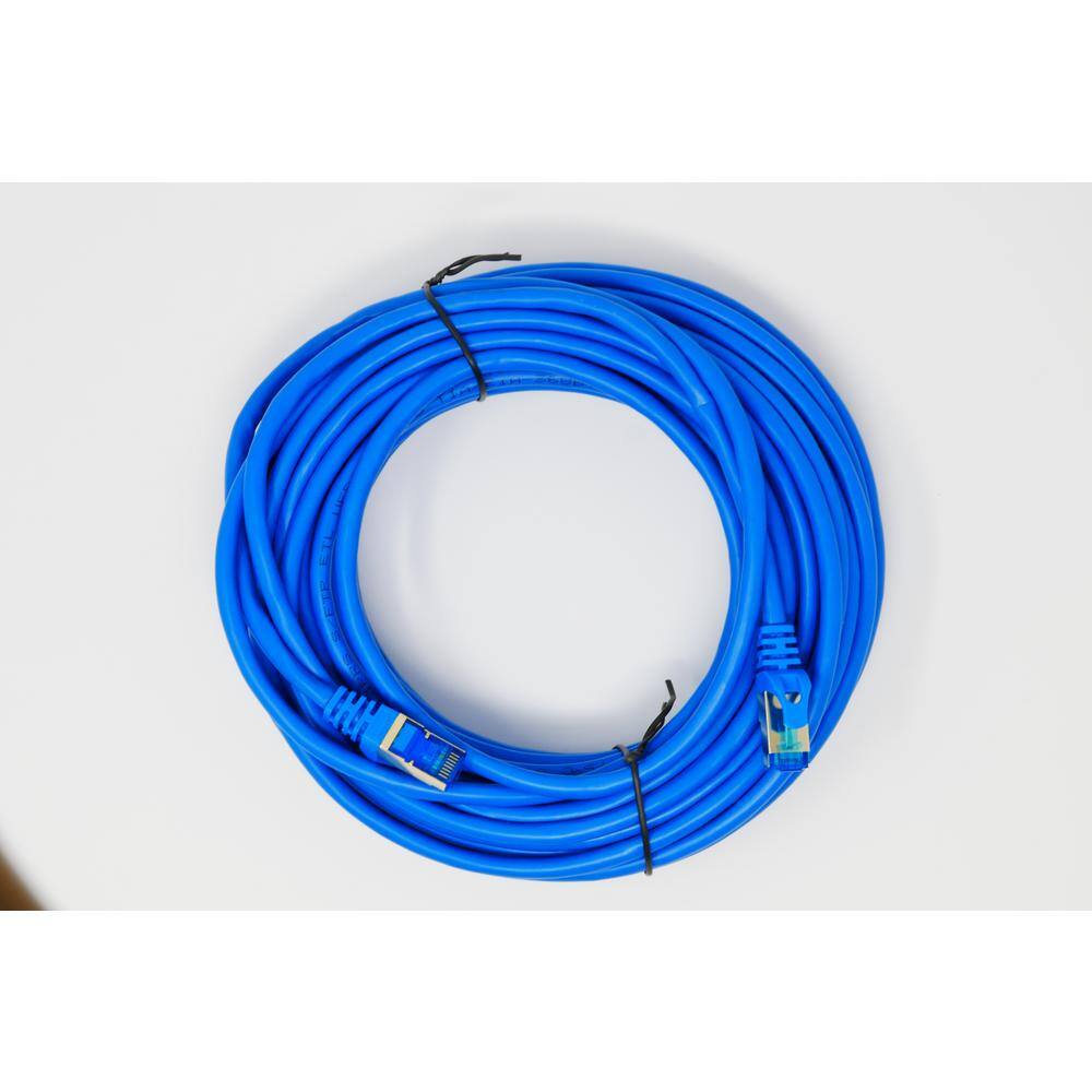 QualGear CAT 7R SFTP Ethernet Cable Length 50 ft.- 26 AWG 10 Gbps Gold Plated Contacts RJ4599.99% OFC Copper Blue QG-CAT7R-50FT-BLU