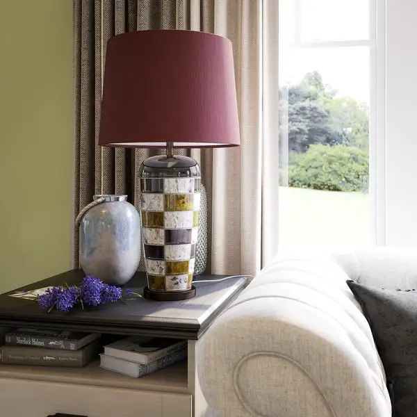 Sligo Ceramic Multicolor Squares Finish Table Lamp