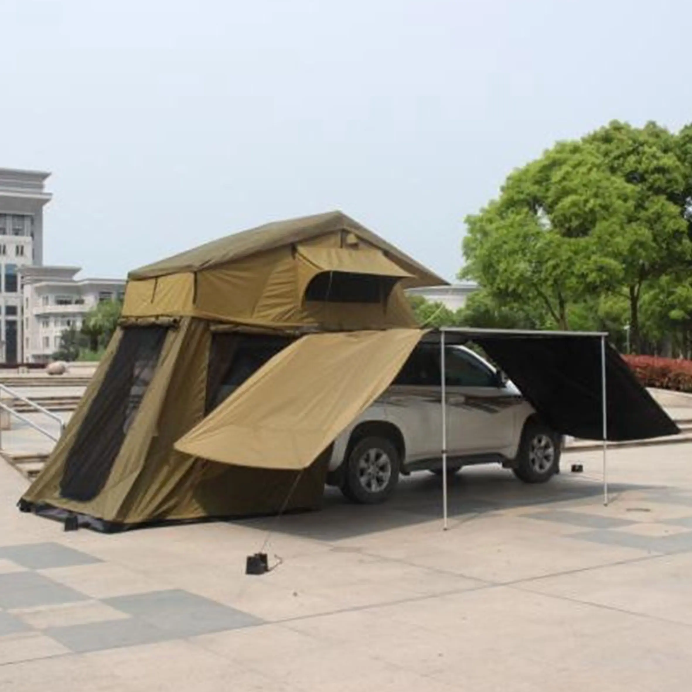 4 Person Stainless Steel Camping Camper Rooftop Tent for Tent for Outdoor Hiking in a Hard Shell Car Roof Top Tent/